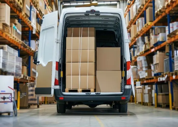 Van being loaded with boxes