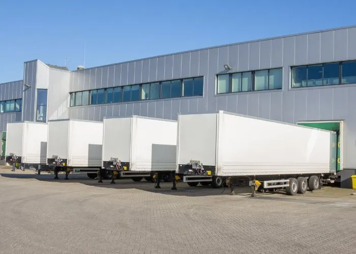 Row of trailers lined up at a depot