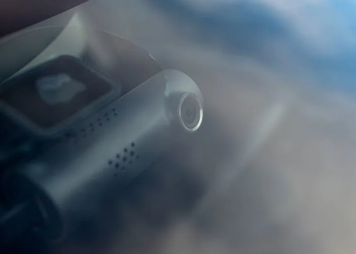 Dash cam inside a vehicle