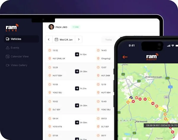 example map image of a journey showing how the vehicle is being tracked on a map