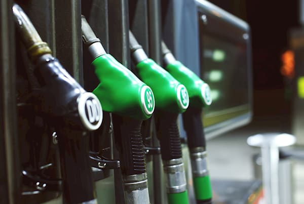 A row of fuel pumps at a petrol station