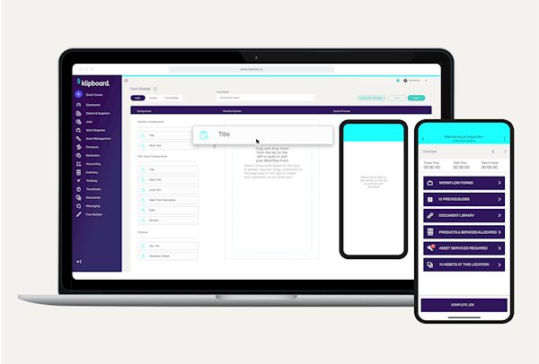 Images of the Klipboard portal for managing workflows