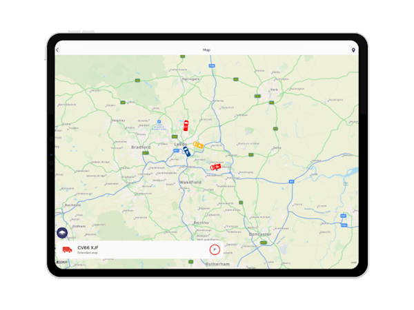 image of an ipad displaying GPS fleet tracking software