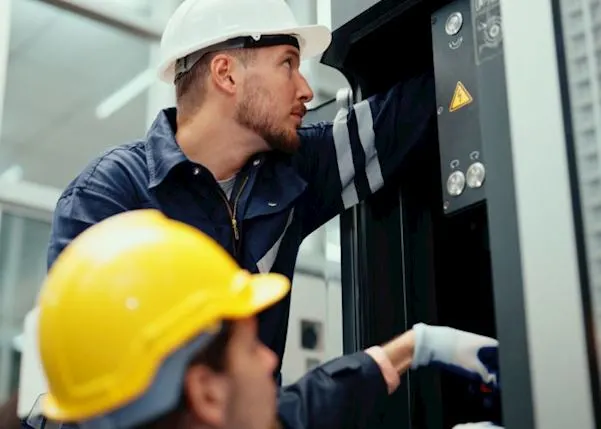 Engineers working on a machine