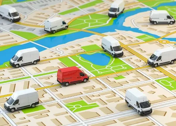 a map with vans on it