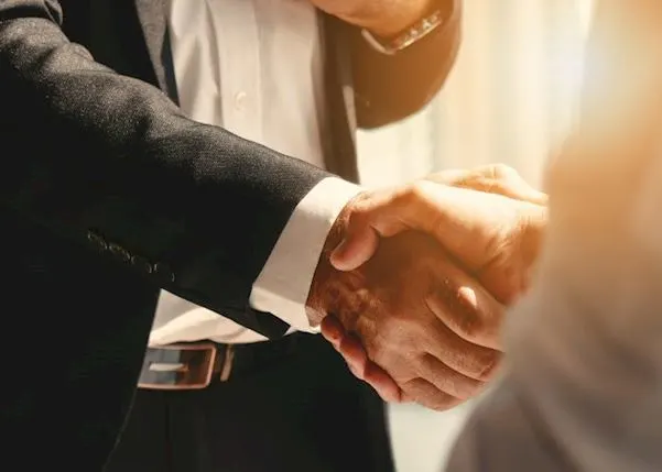 Two businessmen shaking hands