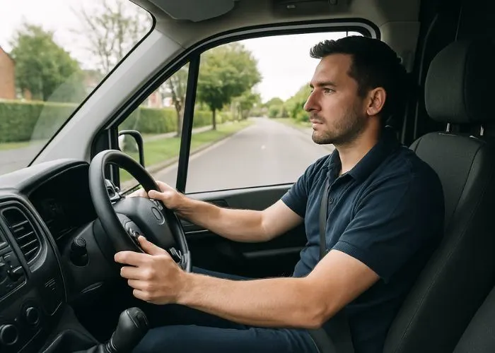 Person driving in a van