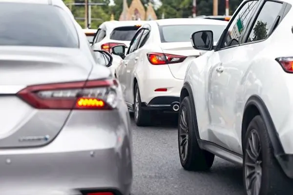 Image of cars on a road being tracked.