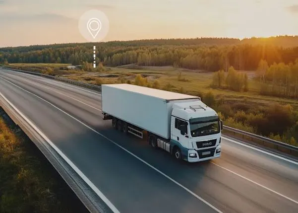 Trucks driving in a row