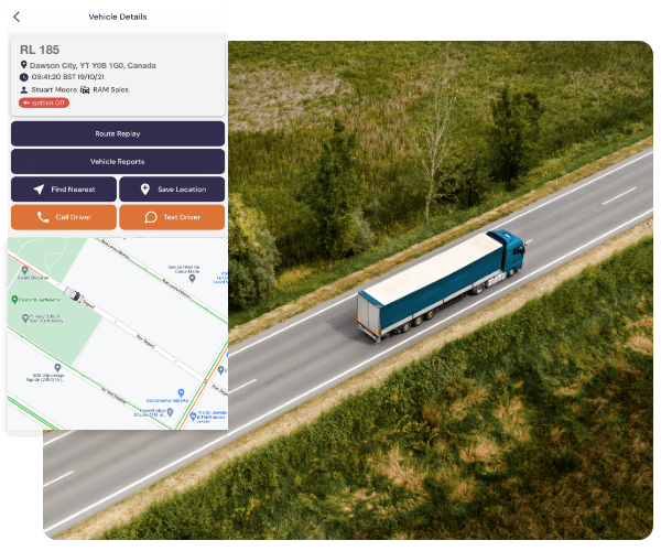 picture of a semi truck being tracked by our fleet tracking system