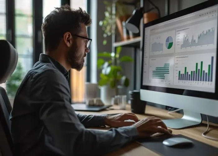 Fleet manager looking at Telematics Graphs