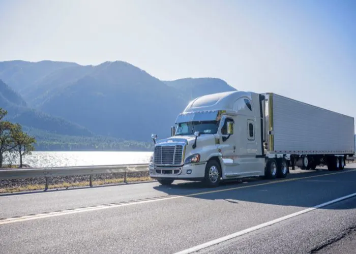 Truck driving on the road
