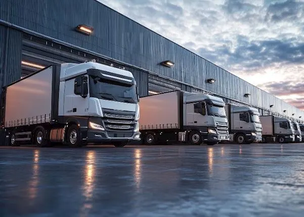 Trucks lined up in a row
