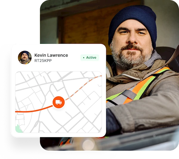 Person in a vehicle with a map of their tracked route