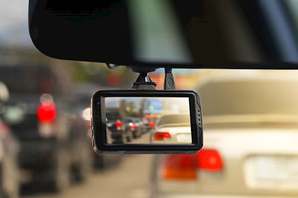 Image of a dash cam using RAM Tracking technology